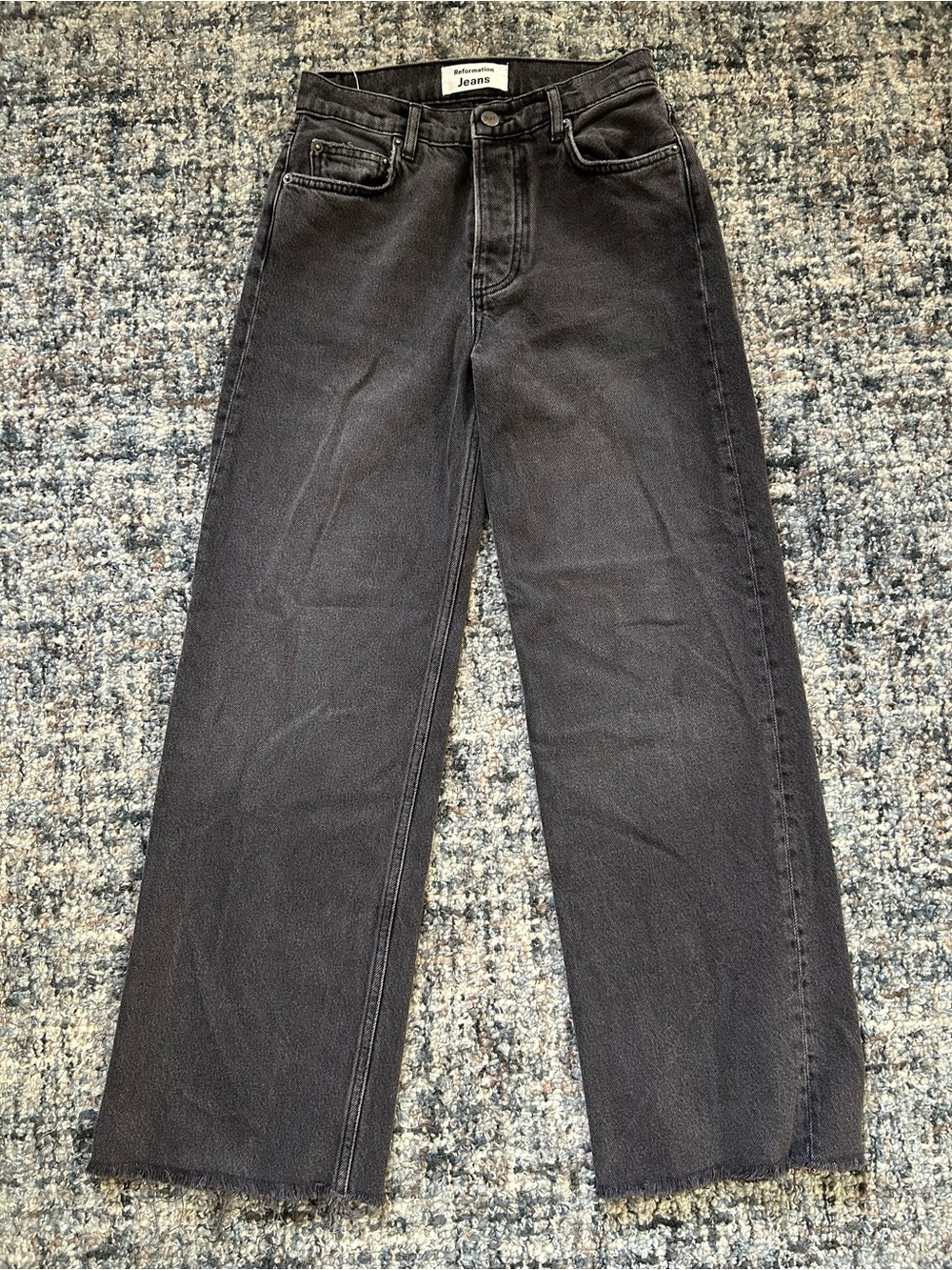 ·Reformation· Faded Black High Waisted Denim Wide Leg Jeans Size 25